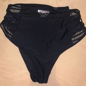 Mesh strappy high waist bikini bottoms